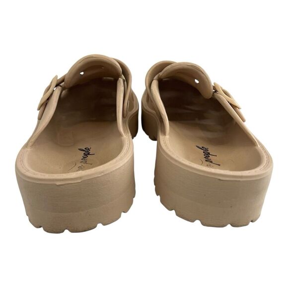 Free People Karlie Clogs Size 10 Sand Dune Rubber Buckle Chunky Platform Mules - Picture 6 of 8